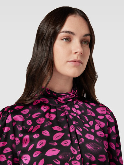 HUGO Midi-jurk met all-over motief, model 'Kawaia' Fuchsia - 3