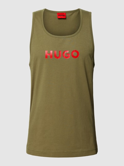 HUGO Tanktop met labelprint, model 'BAY' Olijfgroen - 2