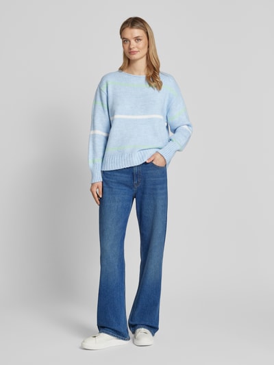 s.Oliver RED LABEL Relaxed Fit Strickpullover mit Rollsaum und Ballonärmeln Bleu 1