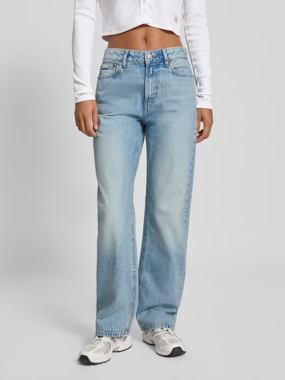 Calvin Klein Jeans Straight fit jeans met labeldetail Lichtblauw - 4