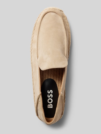 BOSS Mocassins van leer met labeldetail, model 'Madeira' Beige - 3