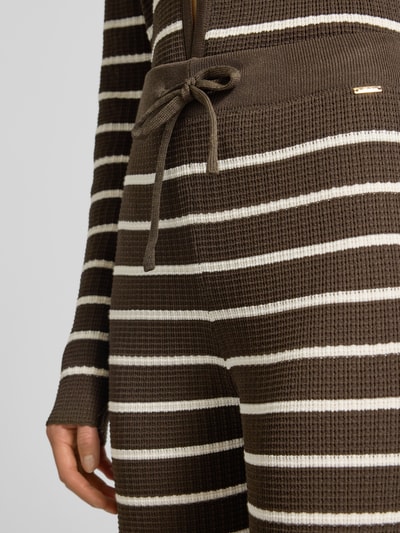 VILLA SOPHIE Stoffen broek met elastische band, model 'NURIA' Donkerbruin - 3