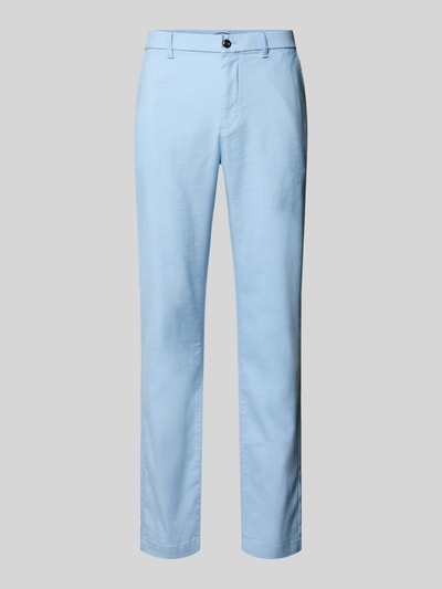 Tommy Hilfiger Regular Fit Leinenhose mit Logo-Stitching Modell 'Denton' Blau Melange 2