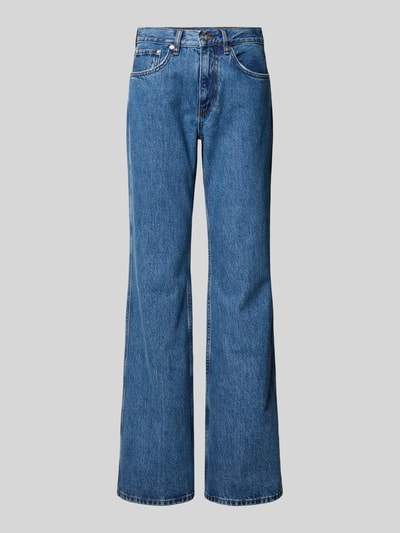 Produktfoto, Flared Fit Jeans im 5-Pocket-Design von Anine Bing aus Reine Baumwolle in klassischem Denimblau mit Logo-Detail und Knopf-Reißverschluss