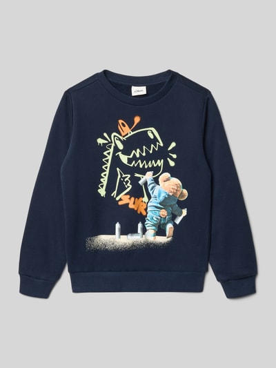 s.Oliver RED LABEL Bluza o kroju regular fit z mieszanki bawełny Granatowy 1