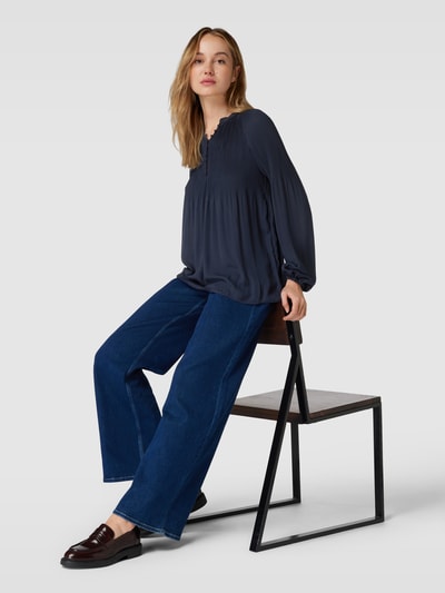 Lauren Ralph Lauren Blouse met plissévouwen, model 'VERSILLA' Marineblauw - 1