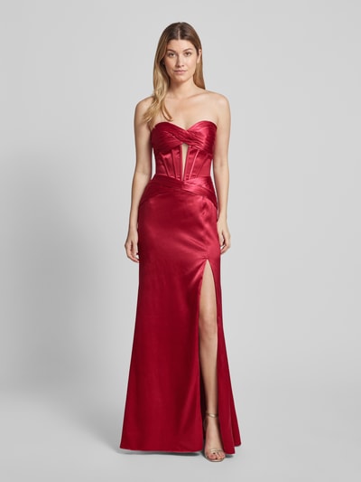 Luxuar Abendkleid in trägerlosem Design Bordeaux 4