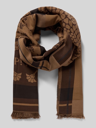 JOOP! Sjaal met franjes, model 'ALESSIA' Middenbruin - 1