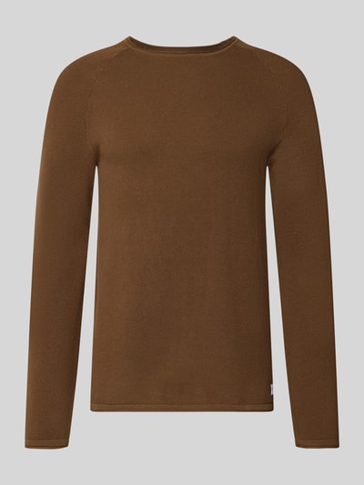 Produktfoto, Regular Fit Pullover aus reiner Baumwolle Modell 'Hill' von JACK & JONES in Braun, Strick-Optik, Rundhalsausschnitt, glatte Struktur