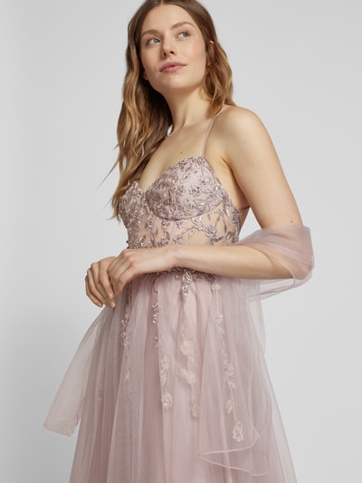 Unique Abendkleid mit Spitzenbesatz Rose 3