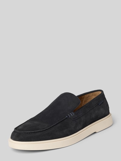 Produktfoto, Loafer aus echtem Leder Modell 'LIAM' von PS Poelman, czarne, zaokrąglony kształt, szwy ozdobne, gładka podeszwa, wysokość obcasa w rozmiarze 44: 2 cm, wysokość cholewki w rozmiarze 44: 6 cm, szerokość w rozmiarze 44: 12 cm