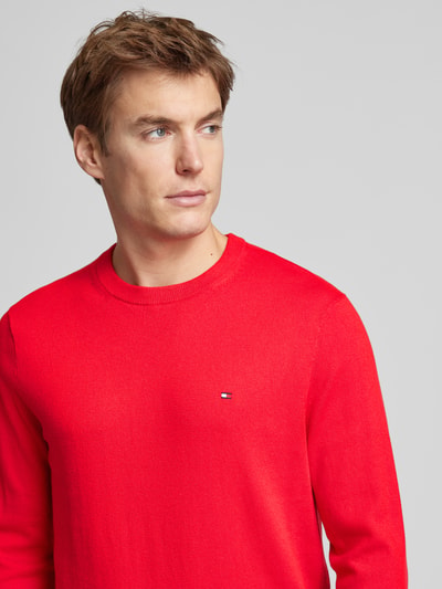 CK Calvin Klein Gebreide pullover met logostitching, model 'PIMA' Rood - 3