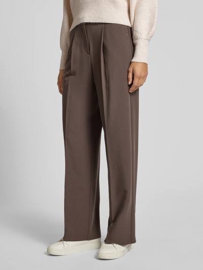 JJXX Spodnie materiałowe o szerokim kroju z dodatkiem wiskozy model ‘Ellis’ Ciemnobrązowy 4