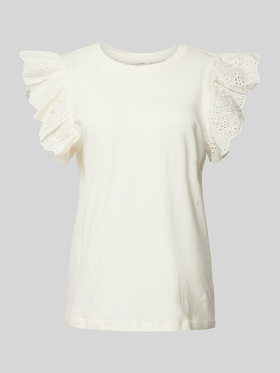 FREE/QUENT T-Shirt in unifarbenem Design Modell 'Azing' Offwhite 2