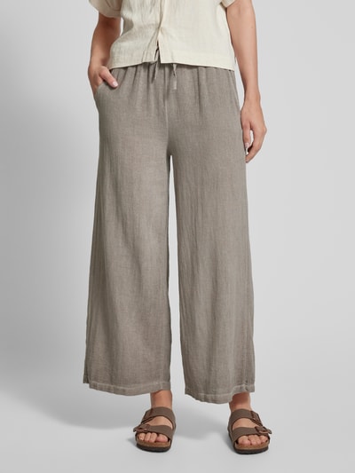 ZABAIONE Wide leg broek met tunnelkoord, model 'Cl44arissa' Taupe - 4