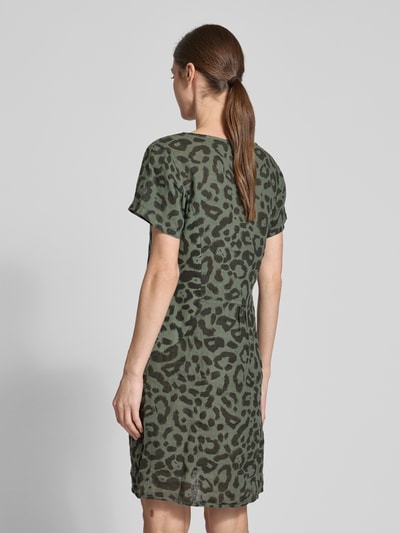 ZABAIONE Minikleid aus Leinen-Mix mit Rundhalsausschnitt Khaki 5