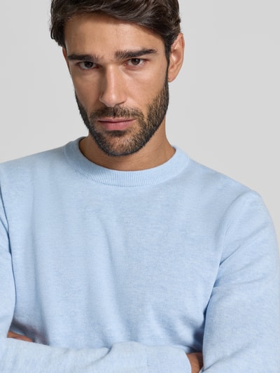 MCNEAL Strickpullover aus Baumwoll-Kaschmir-Mix mit Rundhalsausschnitt Bleu Melange 3