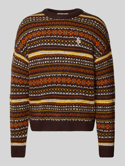 REVIEW Regular fit pullover met wol in gebreide look Donkerbruin - 2