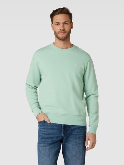 Polo Ralph Lauren Sweatshirt in effen design met labelstitching Turquoise - 4