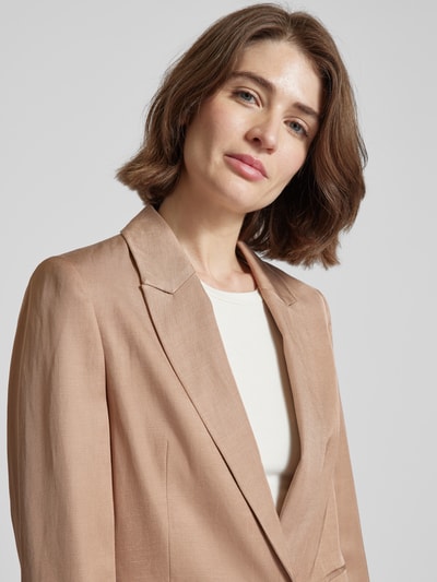 comma Blazer aus Viskose-Leinen-Mix in unifarbenem Design Taupe 3