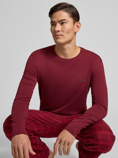 BOSS Regular Fit Langarmshirt aus Baumwoll-Mix Modell 'MIX&MATCH' Dunkelrot 3