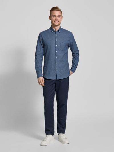 Fynch-Hatton Regular Fit Flanellhemd mit Button-Down-Kragen Hellblau 1