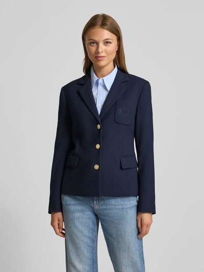 Tommy Hilfiger Żakiet o kroju shaped fit z dodatkiem wiskozy model ‘PUNTO’ Granatowy 4