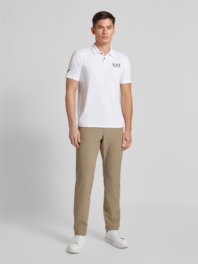 EA7 Emporio Armani Slim fit poloshirt met labelprint Wit - 1