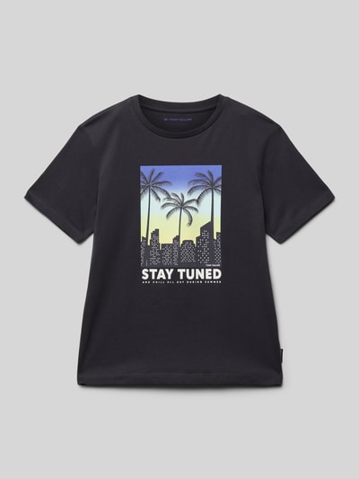 Tom Tailor Regular Fit T-Shirt aus reiner Baumwolle Graphit 1