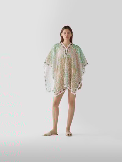 Emilio Pucci Poncho mit grafischem Allover-Muster Helltürkis 1