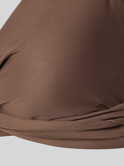 Productfoto, Bikini-Oberteil mit Knotendetail Modell 'KELLI' van Barts, bruin, materiaalmix met stretch, nauwsluitende pasvorm, knoopdetail, V-hals