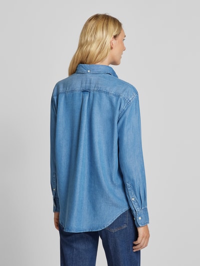 Gant Relaxed Fit Jeansbluse mit Button-Down-Kragen Hellblau Melange 5