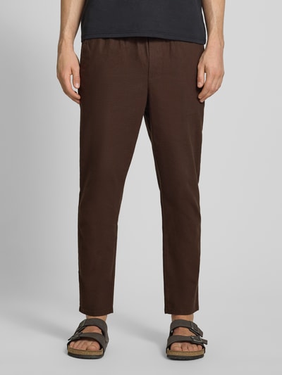 ONLY & SONS Tapered Leinenhose aus Baumwoll-Leinen-Mix Modell 'LINUS' Dunkelbraun 4