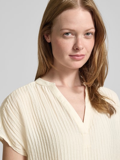 Zero Blusenshirt aus Viskose-Mix mit Serafino-Ausschnitt Ecru 3