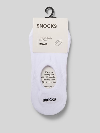 Snocks Sokken met labelstitching, model 'Invisible' in een set van 2 paar Wit - 3