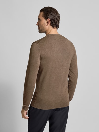 MCNEAL Gebreide pullover met ribboorden Middenbruin gemêleerd - 5