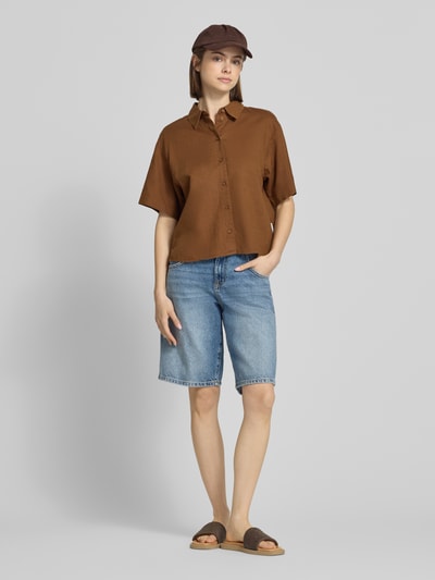 Marc O'Polo DENIM Bluzka koszulowa o kroju regular fit z mieszanki lnu i bawełny Średniobrązowy 1