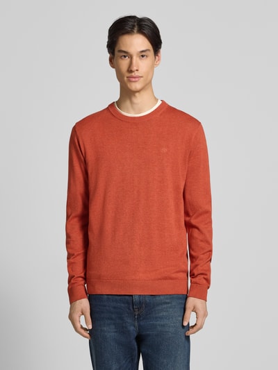 Tom Tailor Regular Fit Strickpullover aus reiner Baumwolle Orange 4