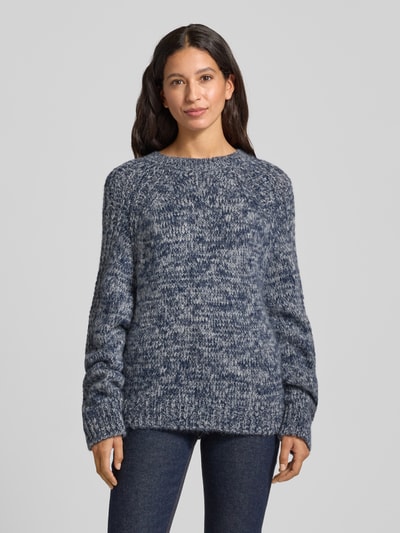 Lanius Grobstrickpullover aus Alpaka-Mix mit Rundhalsausschnitt Blau Melange 4