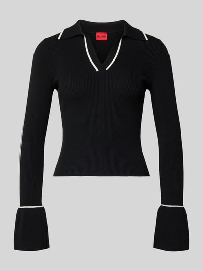 HUGO Slim Fit Strickshirt aus Viskose-Mix Modell 'SAMUR' Black 2