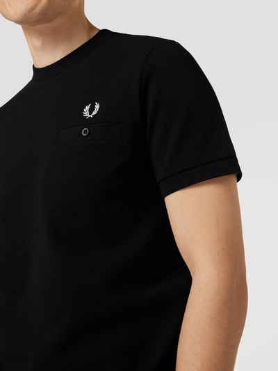 Fred Perry T-Shirt mit Label-Stitching Schwarz 3