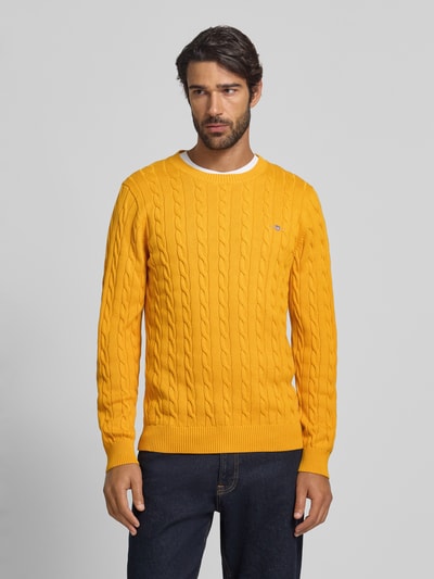 Gant Strickpullover mit gerippten Abschlüssen GELB 4