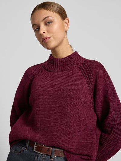 Oui Gebreide pullover met opstaande kraag Bordeaux - 3