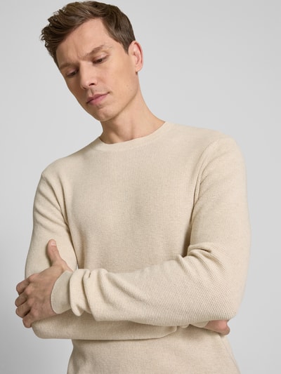 Matinique Gebreide pullover met ronde hals, model 'lagoon' Beige - 3