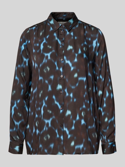 Milano Italy Regular Fit Bluse aus Viskose mit Knopfleiste Schoko 2
