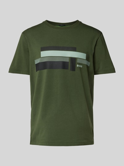 BOSS Green T-shirt met labelprint Donkergroen - 2