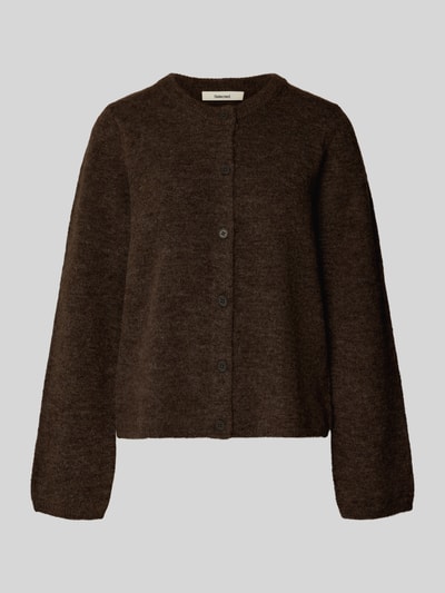 Selected Femme Kurtka o kroju regular fit z dzianiny z mieszanki wełny model ‘LULU’ Ciemnobrązowy 2