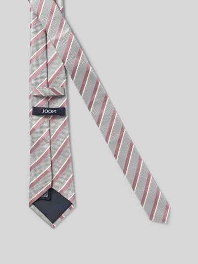 Produktfoto, Seidenkrawatte im Allover-Look (7 cm) van JOOP! collectie, zuiver zijde, klassiek model, structuurpatroon, breedte 7 cm, wit met roze en grijze strepen