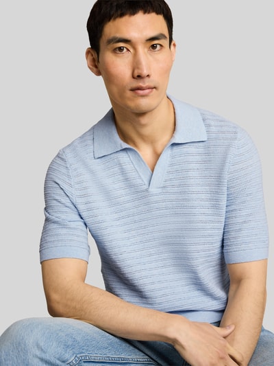 Tom Tailor Regular Fit Poloshirt aus Baumwoll-Leinen-Mix Hellblau 3