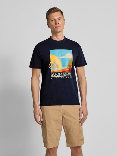Napapijri T-Shirt mit Label-Print Modell 'ARBIA' Marine 4